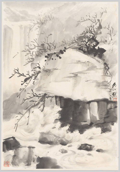 Waves under Rocky Cliff