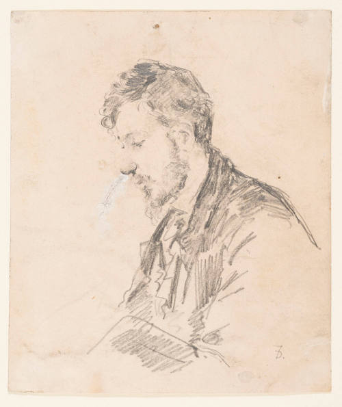 Left Profile View of Man with Curly Beard