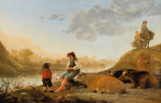 River Landscape with Bagpipe Player