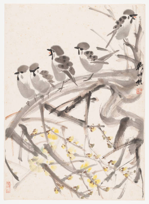 Five Chirping Sparrows