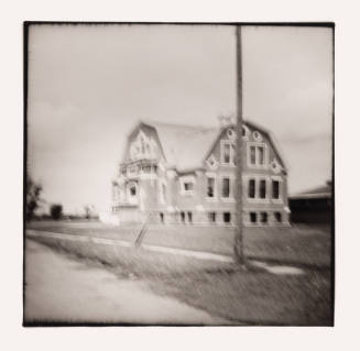 Telephone Pole and School, Hewitt, Minnesota