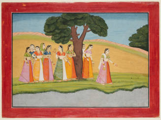 The Gopis arrive at the Kalindi River to worship the goddess Katyayani 