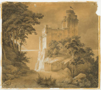Castle on a Rock (in the Foreground Wooded Landscape)