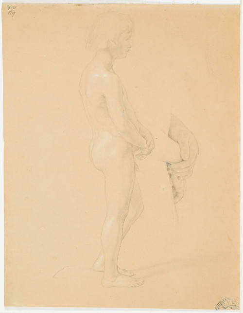 Boy, Nude (to the Right) Detail of Folding Hands