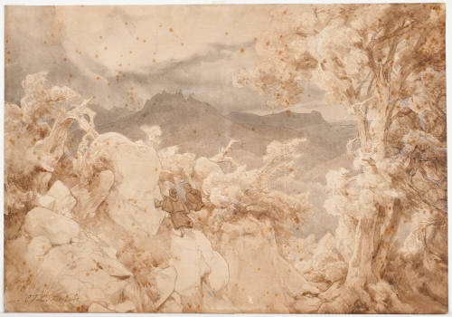 Stormy Landscape with Rocks and Castle