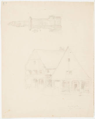 Study of Two Houses and a Statue - Krotozin