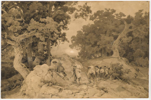 Forest Landscape in the Rising Sun (or Setting Sun)