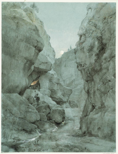 Gorge in the Moonlight with Guard