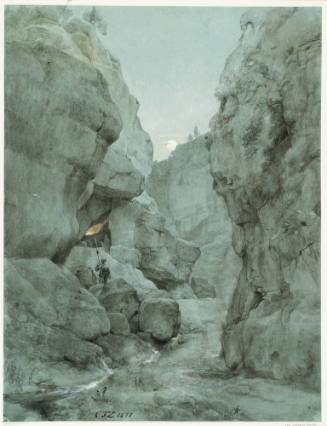 Gorge in the Moonlight with Guard