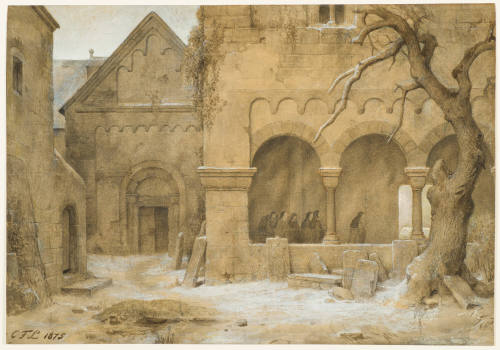Romanesque Cloister with Procession of Nuns