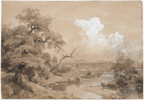 Landscape with Brook and White Cloud