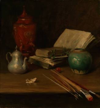Still Life (Brushes, Books and Pottery)