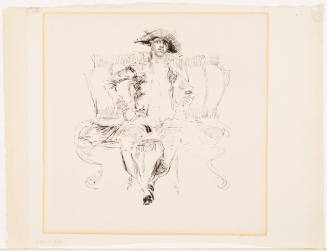 Man Wearing Large Tricorne Hat Seated on Couch