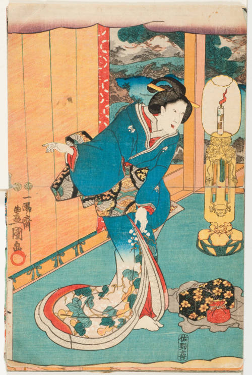 Woman with Pouch and Box