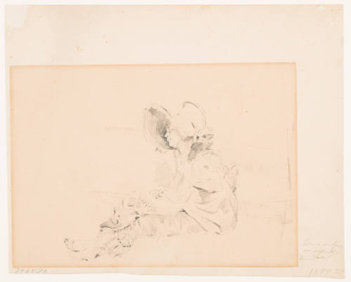 Girl in Large Bonnet, Seated