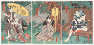 Actors as Asahina Tōbei, Tanaka Heisuke, Onatsu of Tajimaya and the Clerk, Siejūrō