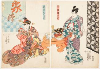 Actors as Fuwa Banzaemon and the Courtesan Katsuragi