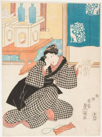 Actor as a Woman Holding a Written Sheet of Paper