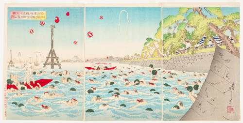 The Tokugawa Shōgun Watches the Boatmen Fighting with Watermelons at the Ohama Palace