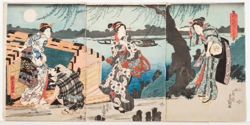 Enjoying the Evening Cool by the Sumida River (Kawabe noryo no zu)