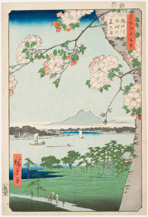 No. 35, Sujin Grove and Masaki on the Sumida River (Sumidagawa Suijinnomori Masaki)