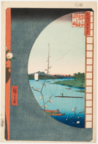 No. 36, View of Suijin Grove and Sekiya Village, Seen from Near Masaki (Masaki atari yori Suijinnomori uchikawa Sekiyanosatomiru zu)