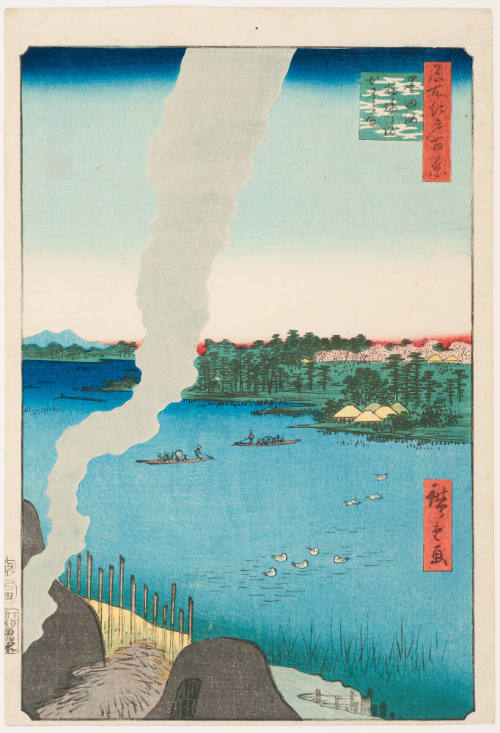 No. 37, Hashiba Ferry and Tile Kilns, Sumida River (Sumidagawa Hashibanowatashi kawaragama)