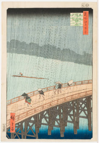 No. 52, Ōhashi (Great Bridge), Sudden Shower at Atake (Ōhashi atake no yūdachi)
