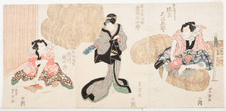 The Actors Bandō Mitsugorō III, Iwai Hanshirō V and Ichikawa Danjūrō VIII as Nuregami No Chōgorō, Chogorō's Sister Oseki and Hanaregoma Chōkichi