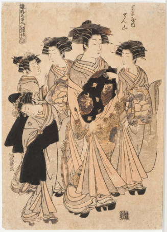 The Courtesan Senzan of the Chōji Establishment Strolling in the Eighth Month