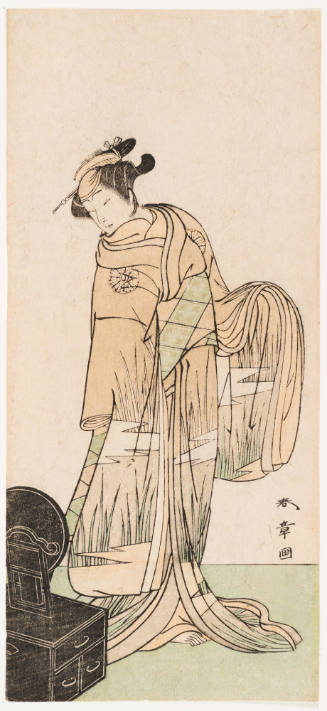 Nakamura Noshio I as a Young Woman by Mirror