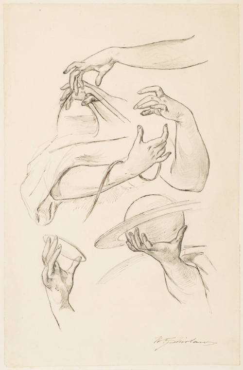 Studies of Hands and Arms for: "Geology" Mural in Congressional Library, Washington