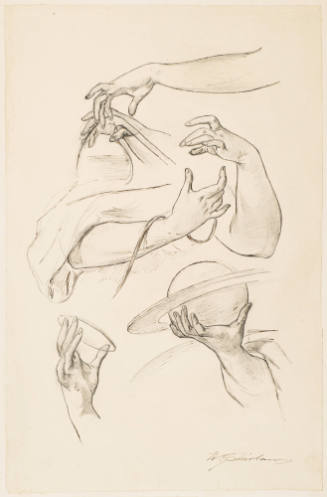 Studies of Hands and Arms for: "Geology" Mural in Congressional Library, Washington