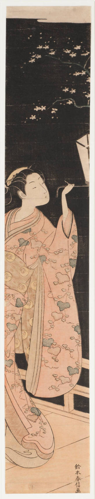 (Woman Viewing Plum Blossoms at Night)