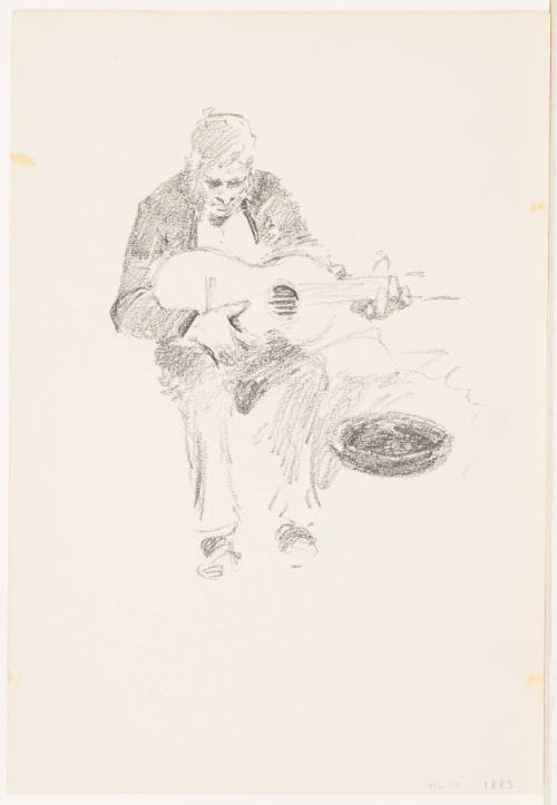 Man with Guitar (recto), Dancing Woman (verso)