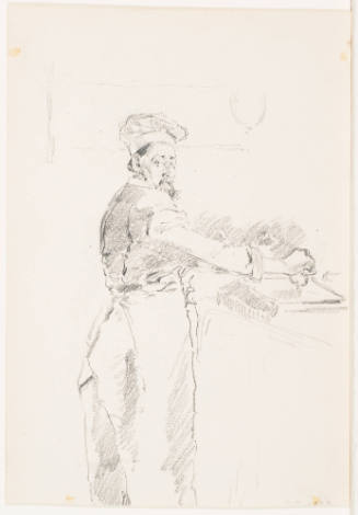 Chef (recto), Interior with Dancing Figures (verso)