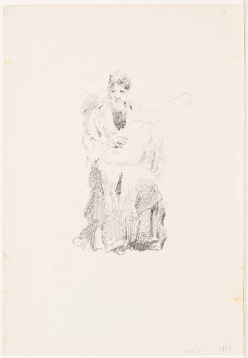 Woman with Guitar (recto), Hands (verso)