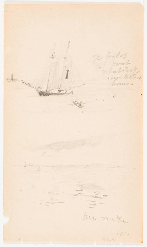 Ye Pilot Boat What Took Our Letters Home Our Wake (recto), Egypt Shop (verso)