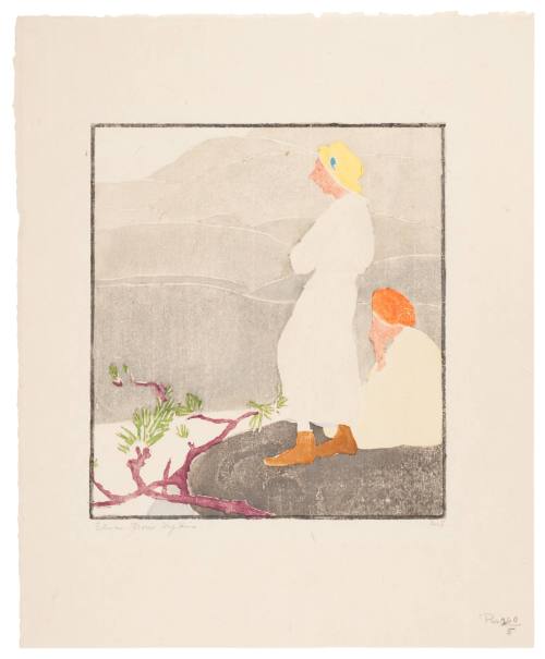 Two Women in White on a Hill