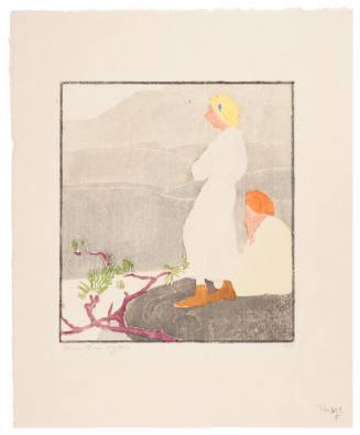 Two Women in White on a Hill