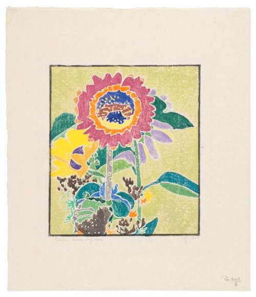 Sunflowers Against a Green Ground