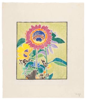 Sunflowers Against a Green Ground