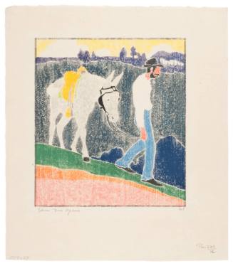 Man Leading a White Mule