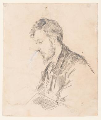 Left Profile View of Man with Curly Beard