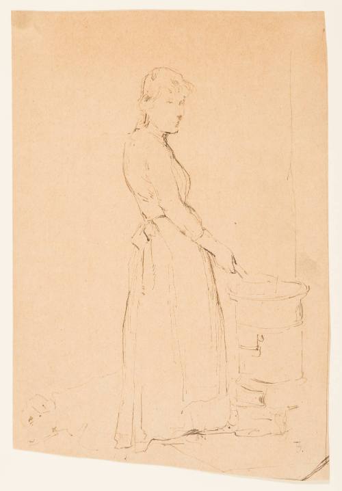 Sketch of Woman Standing at Stove