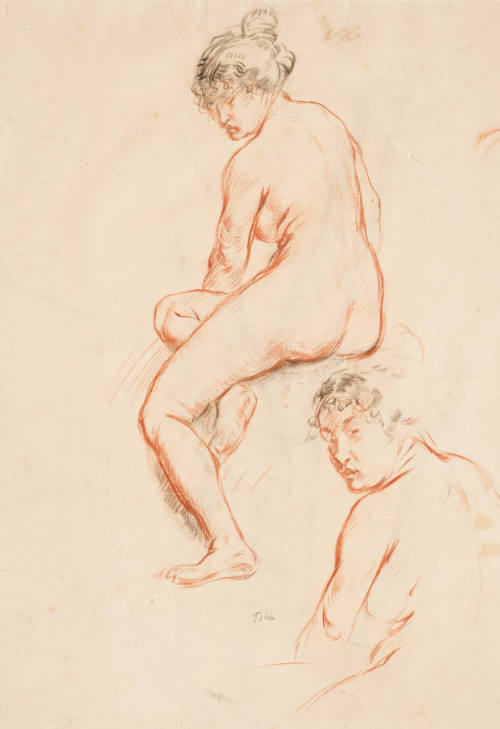 Recto: Study of Seated Female Nude; Verso: Study of Standing Male Nude, Backview