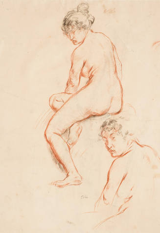 Recto: Study of Seated Female Nude; Verso: Study of Standing Male Nude, Backview