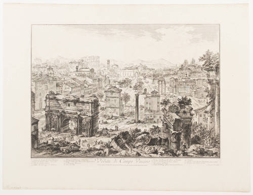 The Forum Romanum, or Campo Vaccino, from the Capitol, with the Arch of Septimius Severus in the Foreground Left, Temple Of Vespasian Right, and the Colosseum in the Distance