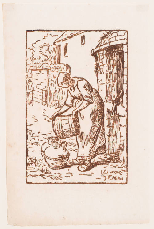 Femme Vidant un Seau