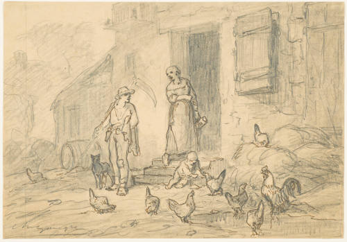Peasants Conversing by a Cottage Door